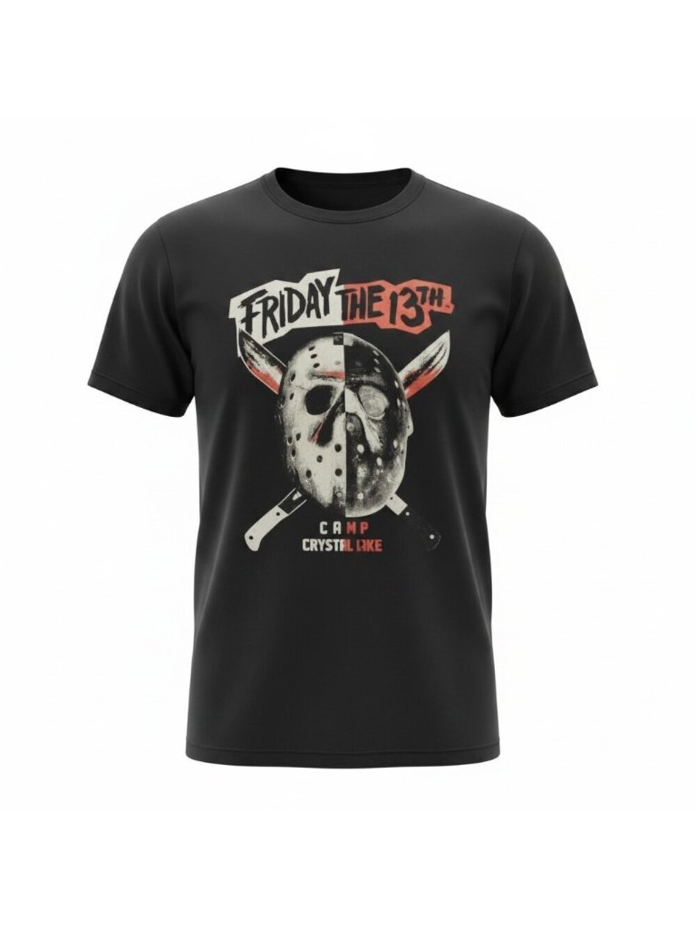 Friday The 13th Camp Crystal Lake Jason Mask Graphic T-Shirt Men's XL Black